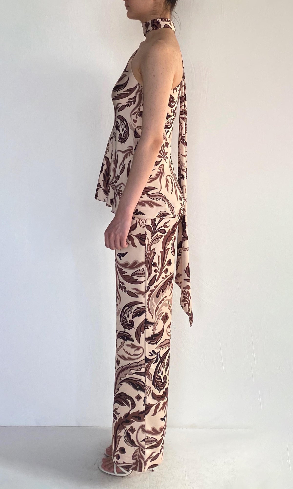 Womens | Lira Polyester Satin Bias Top With Sash | Eggshell