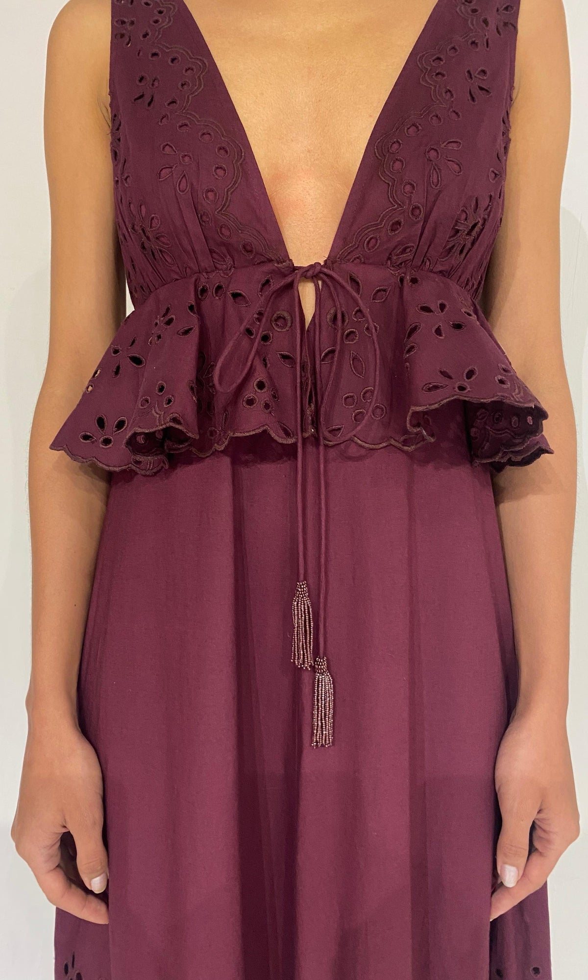 Womens | Mahi Poplin Long Dress | Burgundy