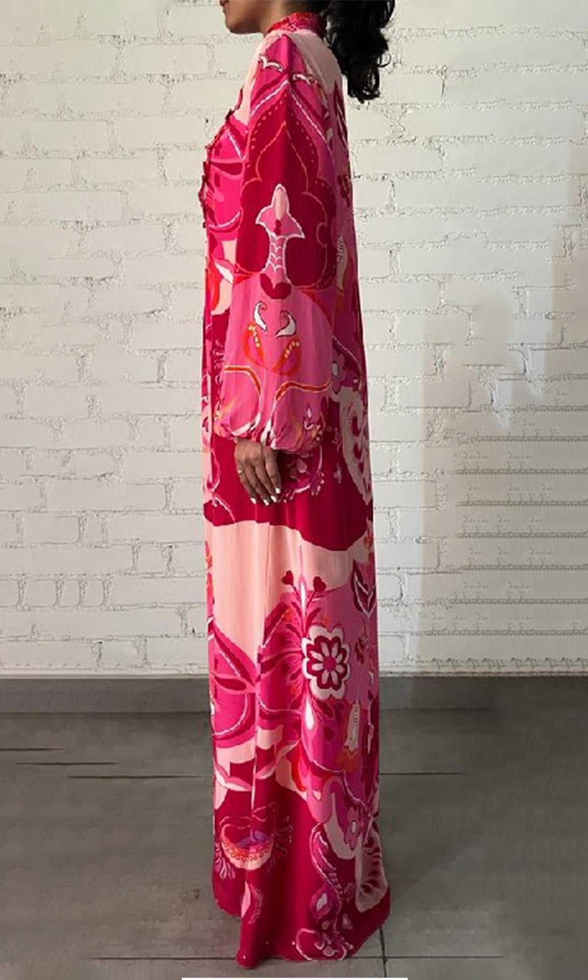 Womens | Malak Viscose Crepe Flat Chiffon Long Dress | Peach Pink