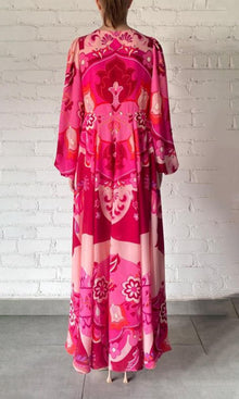 Womens | Malak Bemberg Cupro Crepe Long Dress | Peach Pink