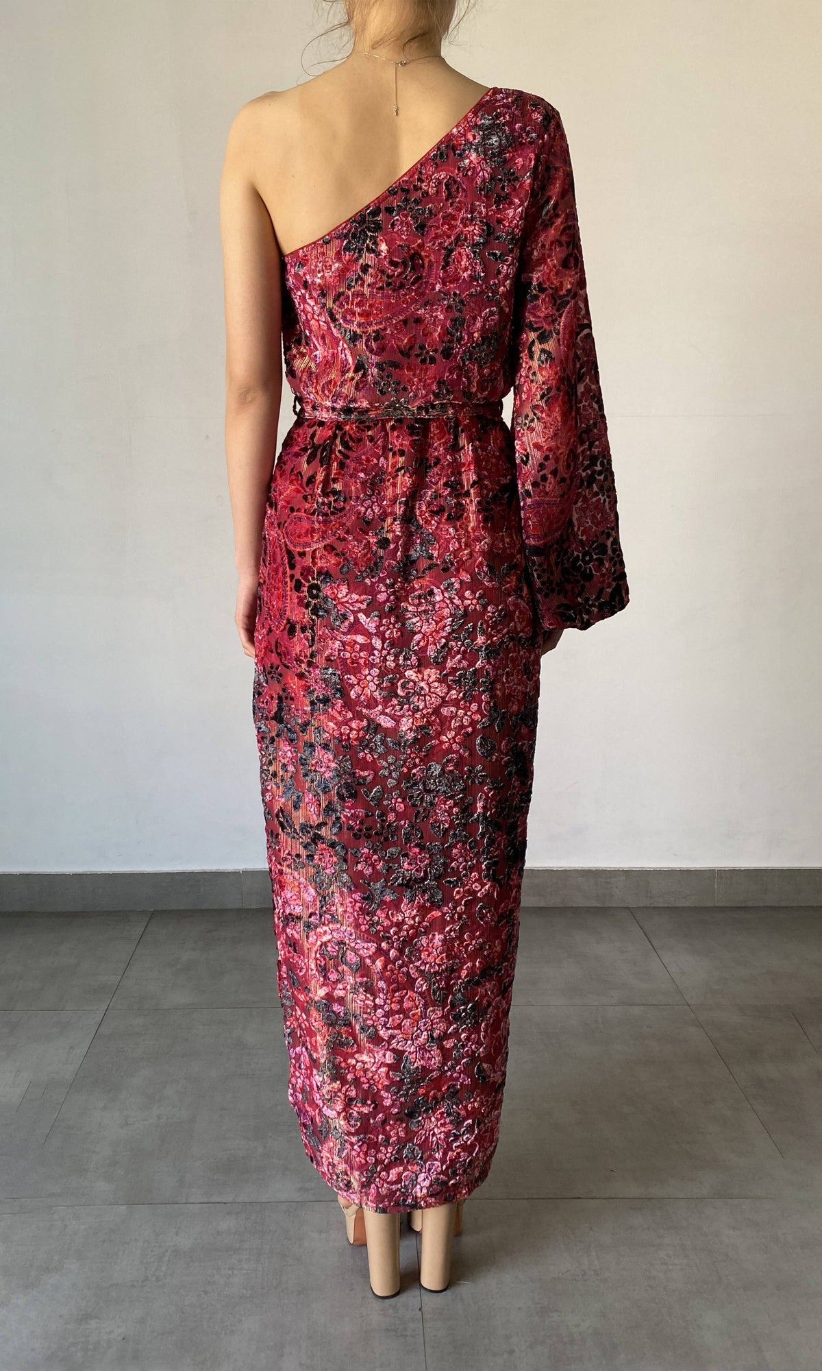 Womens | Mehr Viscose Nylon/Polyester Long Dress | Black/Maroon