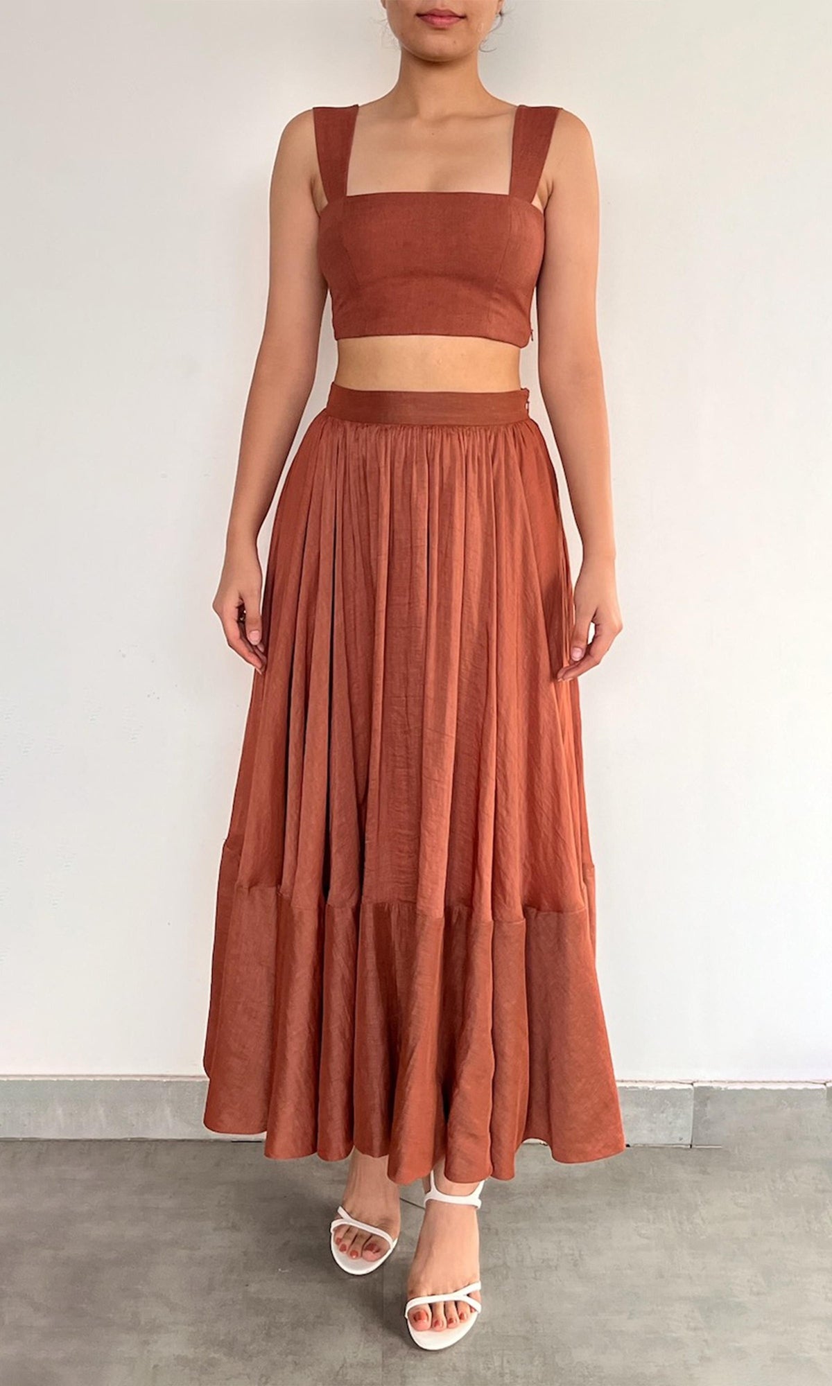 Womens | Nain Viscose Organza Linen Corset Top | Brown