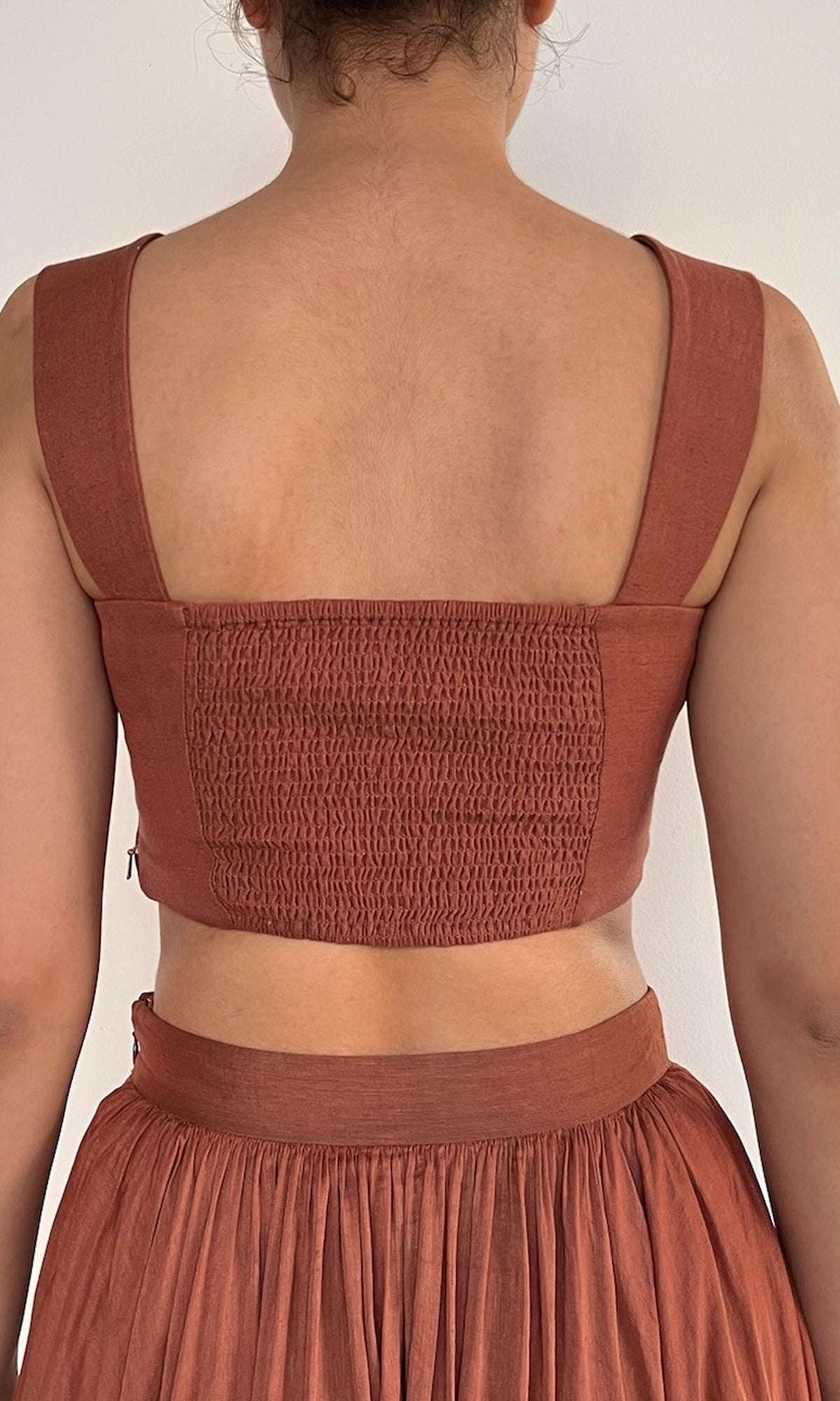 Womens | Nain Viscose Organza Linen Corset Top | Brown