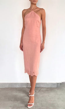 Womens | Nain Linen Cotton Midi Dress | Coral