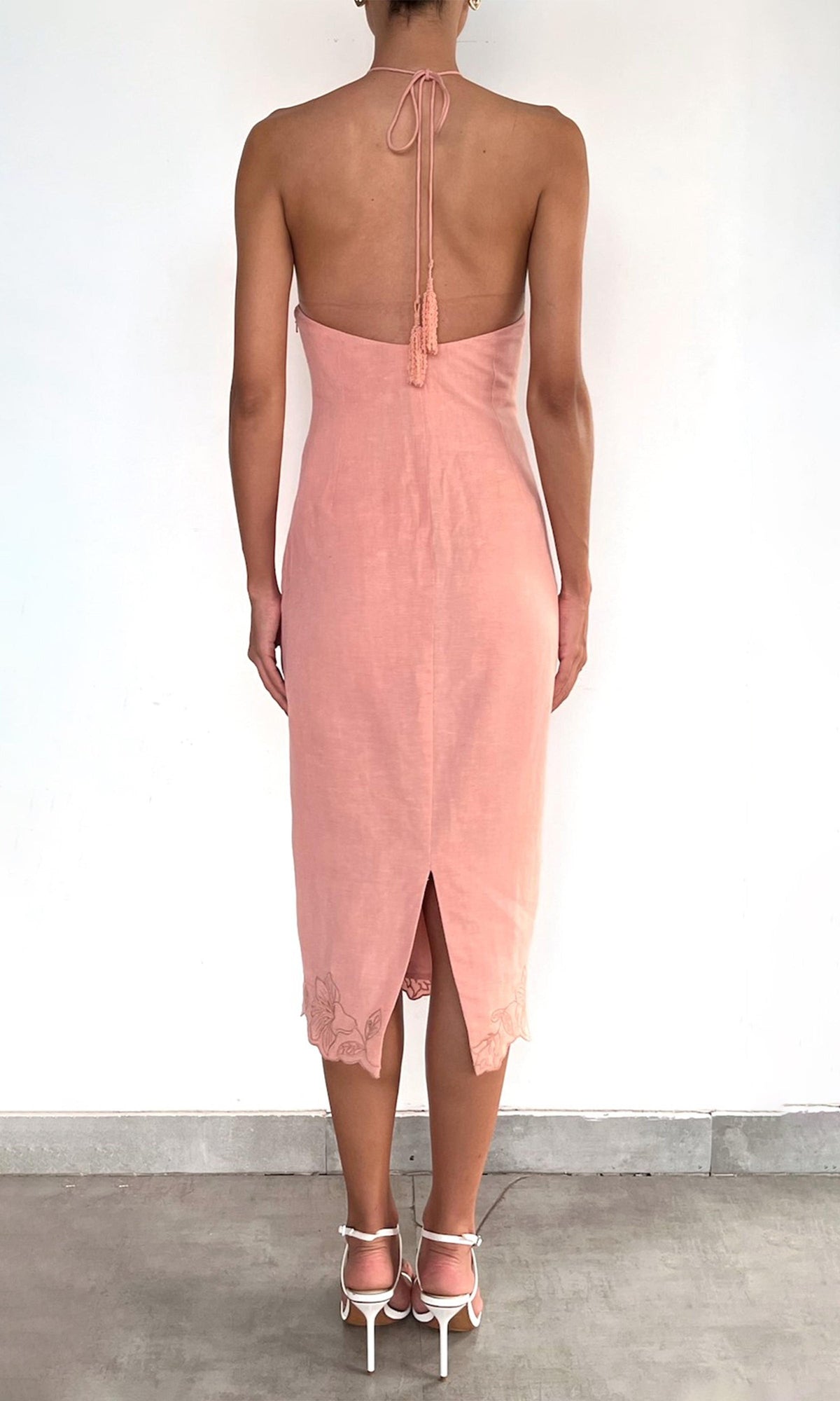 Womens | Nain Linen Cotton Midi Dress | Coral