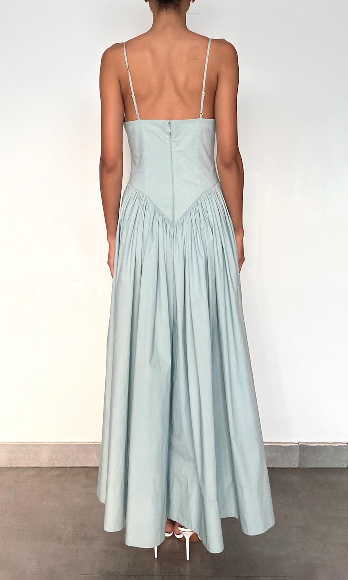 Womens | Nain Cotton Poplin Long Dress | Light Blue