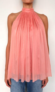 Womens | Nain Viscose Flat Chiffon Halter Neck Top | Coral