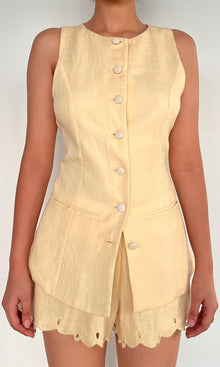 Womens | Nain Linen Cotton Mini Romper Vest | Yellow