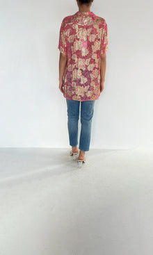 Womens | Nara Viscose Georgette Lurex Shirt | Pink