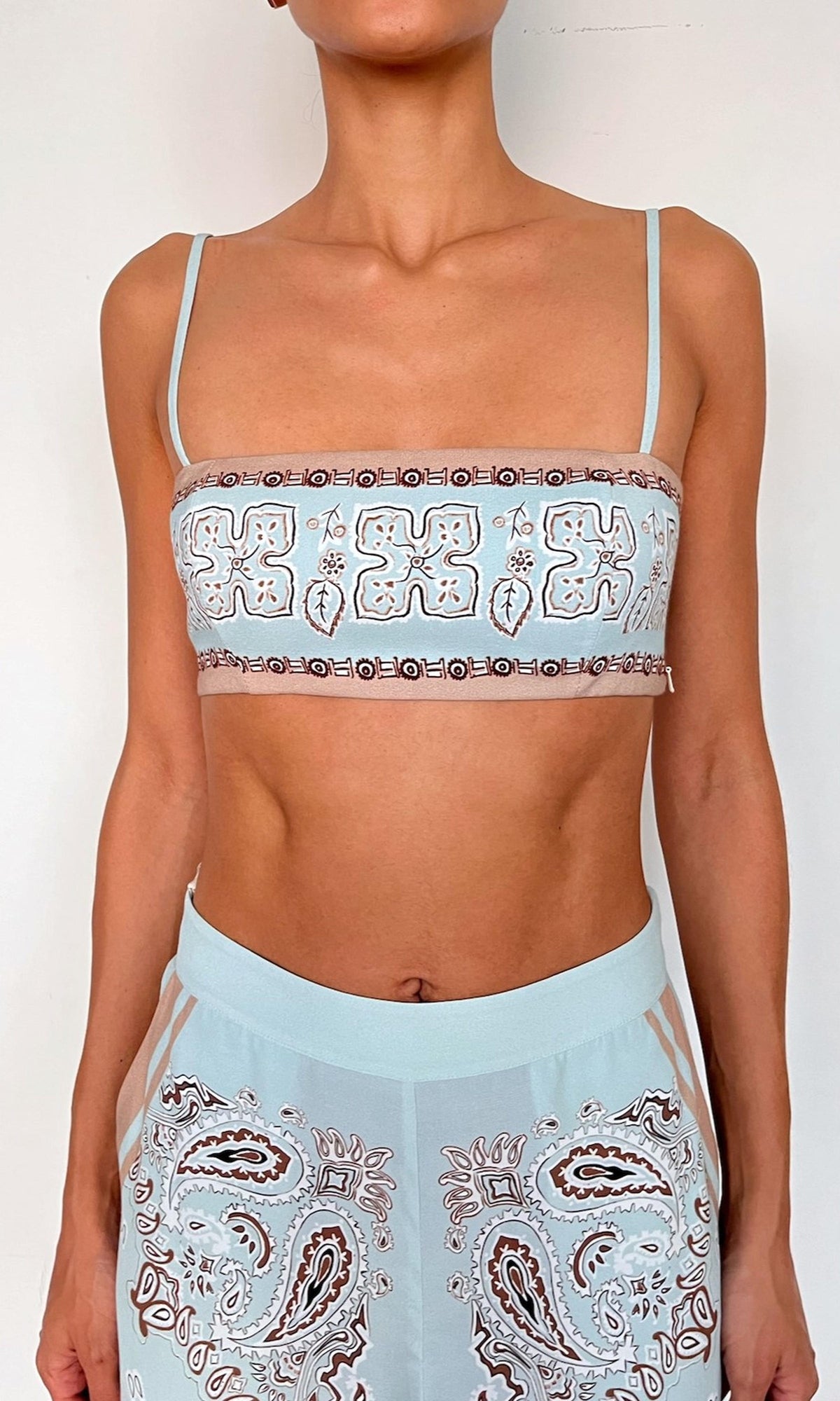Womens | Navi Viscose Heavy Crepe Bralette | Blue Brown