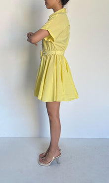 Womens | Nera Linen Cotton Short Dress | Yellow