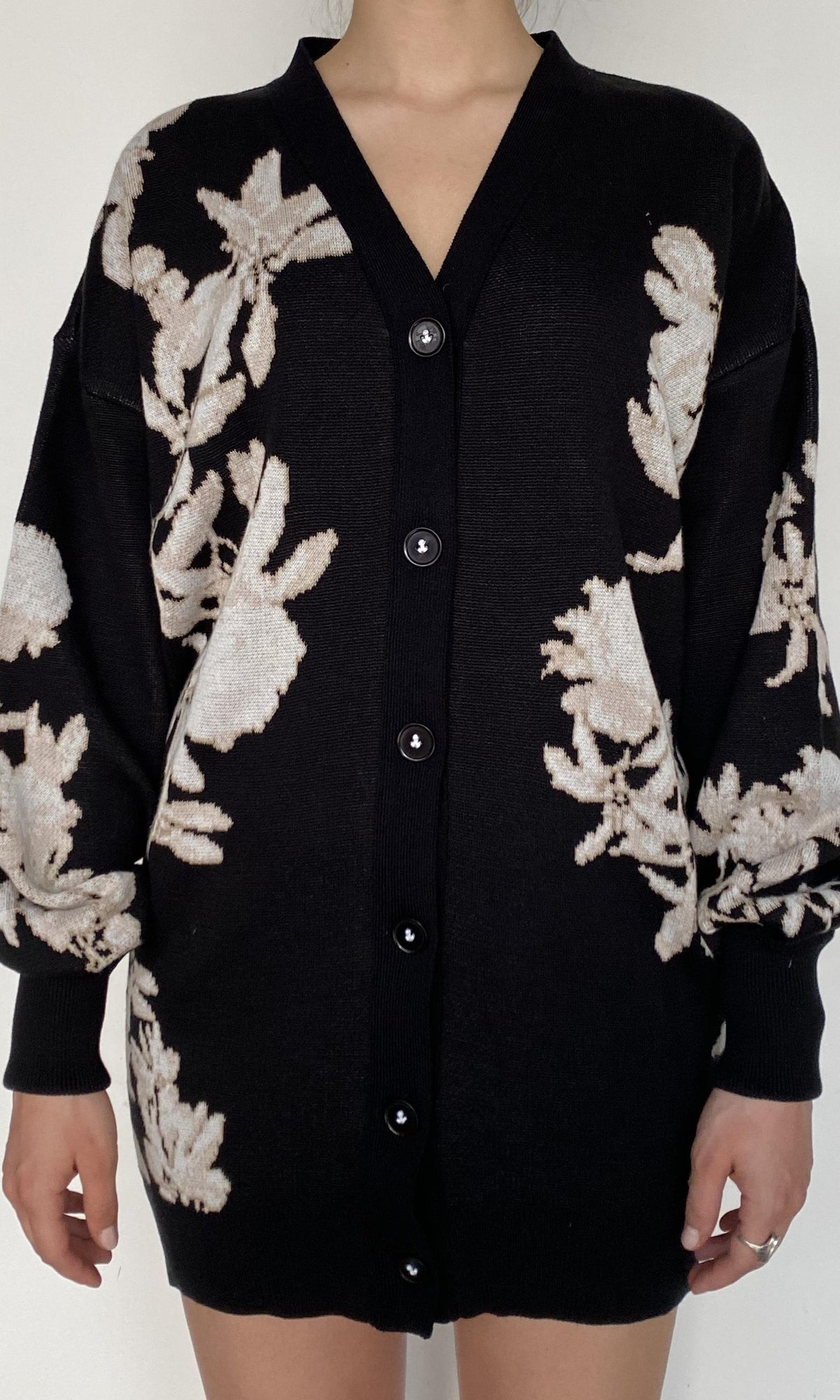 Womens | Niru Jacquard Cotton Short Cardigan | Black Multi