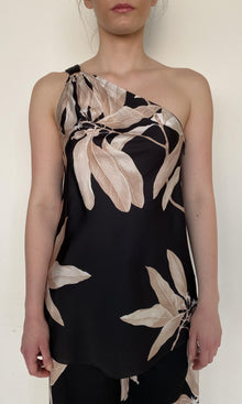 Womens | Niru Polyester Satin Lycra One Shoulder Top | Black Multi