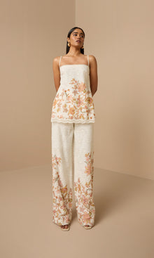Womens | Niti Cotton Schiffli High Slit Top | White Floral