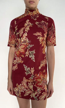 Womens | Niya Linen Cotton Mini Dress | Maroon