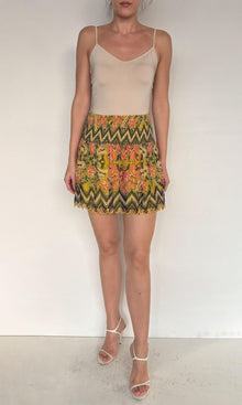 Womens | Nova Viscose Crinkle Chiffon Short Skirt | Yellow