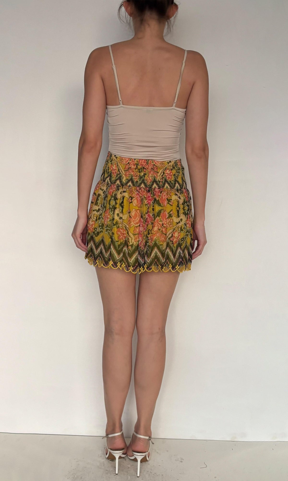 Womens | Nova Viscose Crinkle Chiffon Short Skirt | Yellow