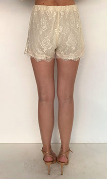 Womens | Onir Nylon Lace Waist Elasticated Shorts | Eggshell