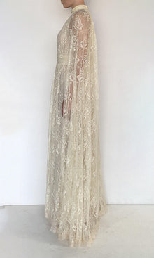 Womens | Onir Nylon Lace Cape Maxi Dress | Eggshell