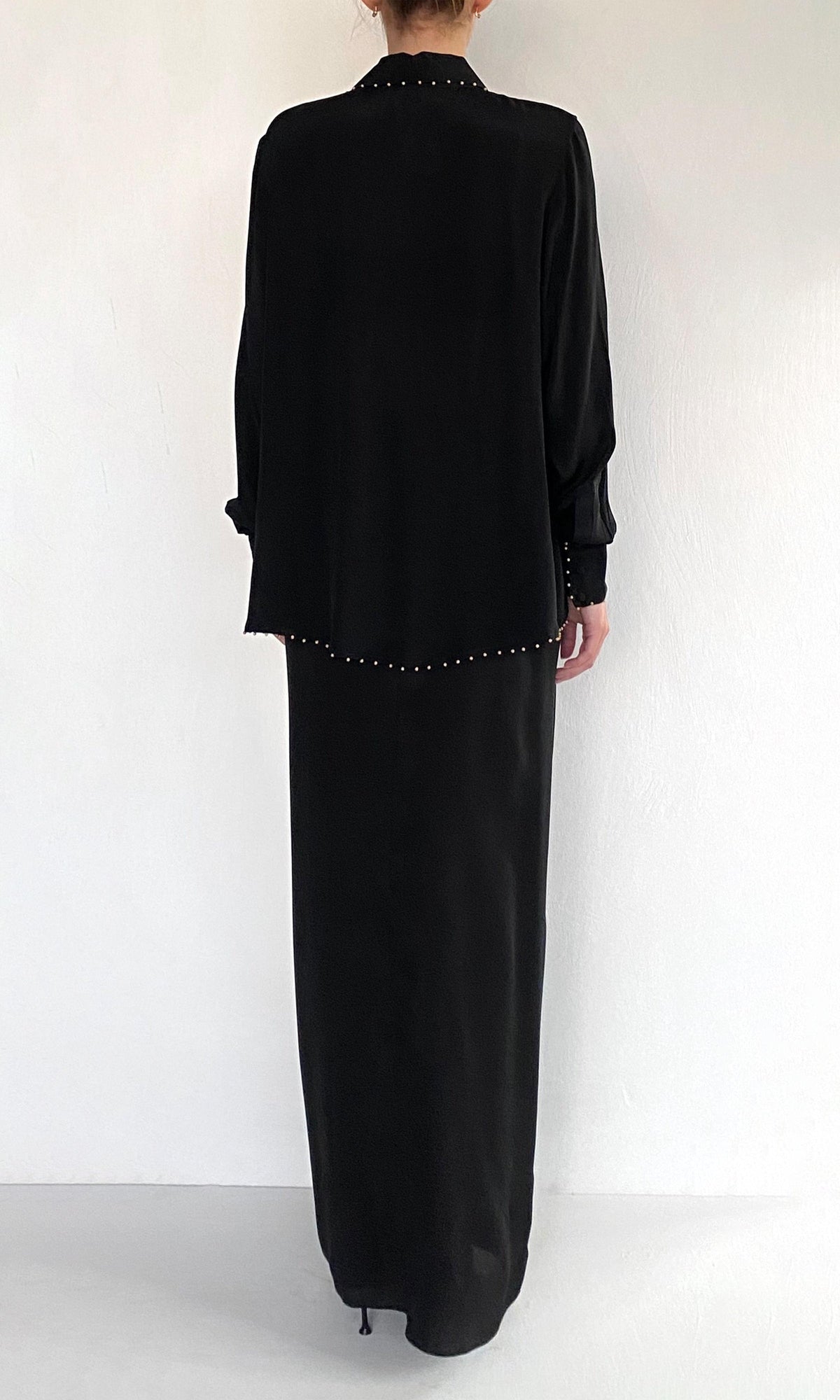 Womens | Palm Viscose Crepe Front Drape Maxi Skirt | Black
