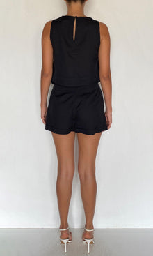Womens | Palm Linen Cotton Button Detail Crop Top | Black