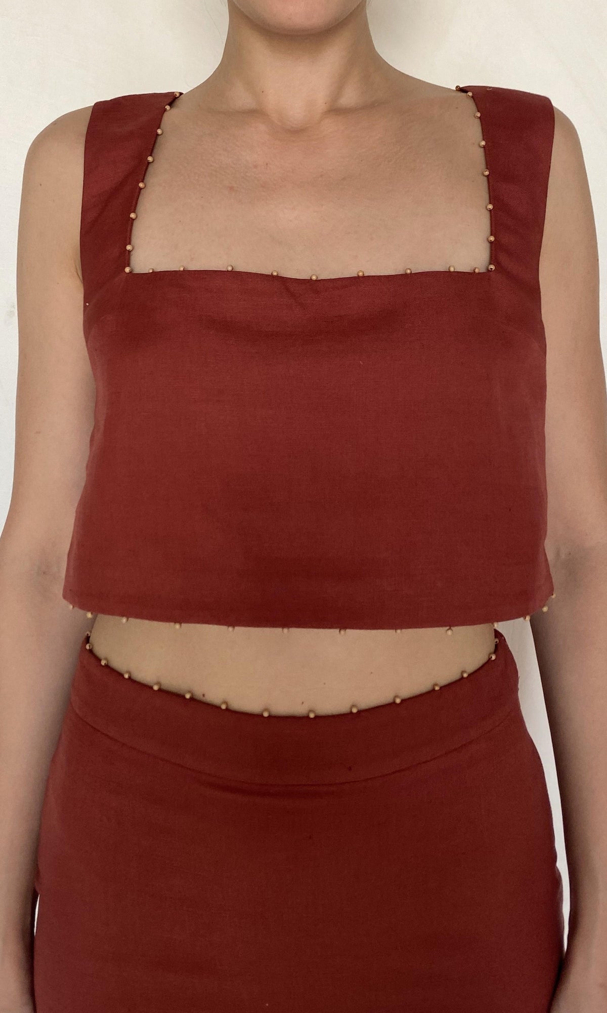 Womens | Palm Linen Cotton Boxy Top | Terracotta