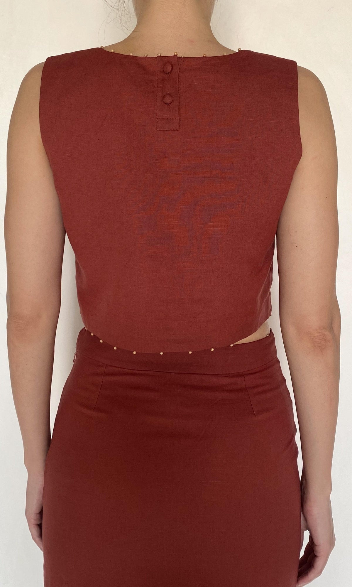 Womens | Palm Linen Cotton Boxy Top | Terracotta