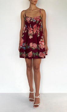 Womens | Rani Linen Organza Short Dress | Burgundy