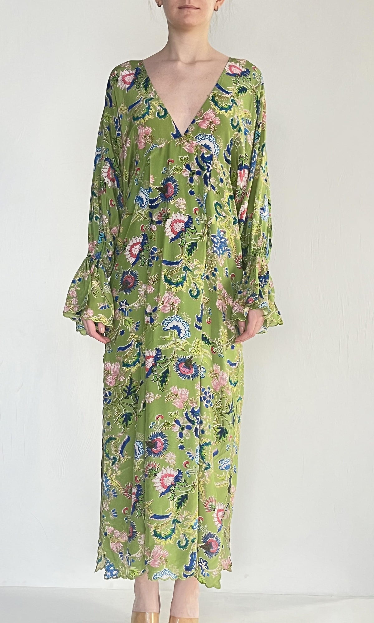 Womens | Rhea Viscose Crepe Kaftan | Green Multi