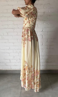 Womens | Riah Linen Organza Long Dress With Tie Up Belt | Printed
