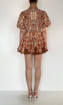 Womens | Rida Linen Cotton Collared Mini Shirt Dress | Multi