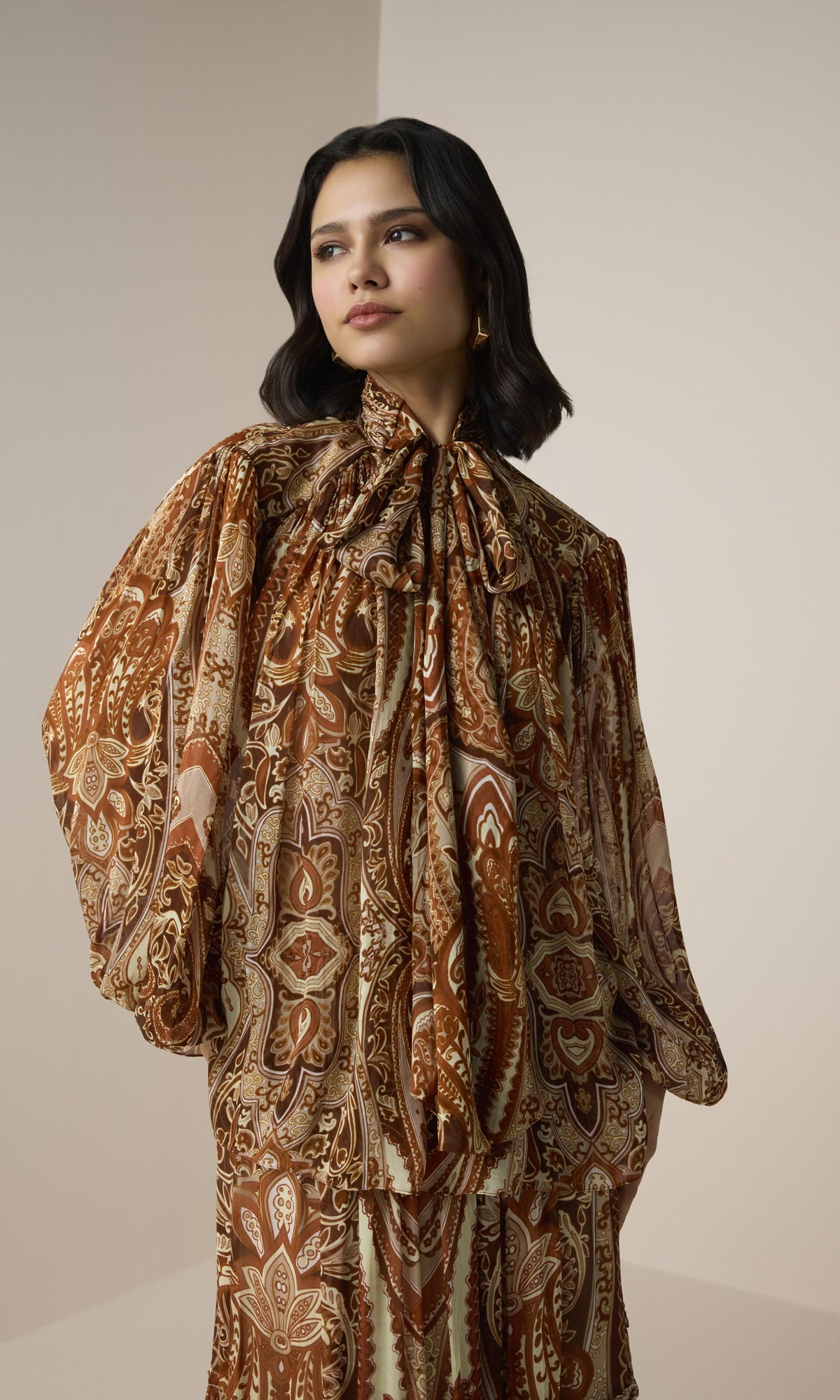 Womens | Rida Viscose Flat Chiffon Boho Tie Top | Multi