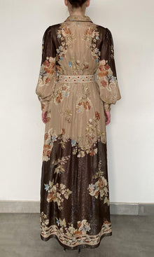 Womens | Rohi Gold Silver Lurex Stripe Shirt Dress With Buckle Belt | Brown Multi