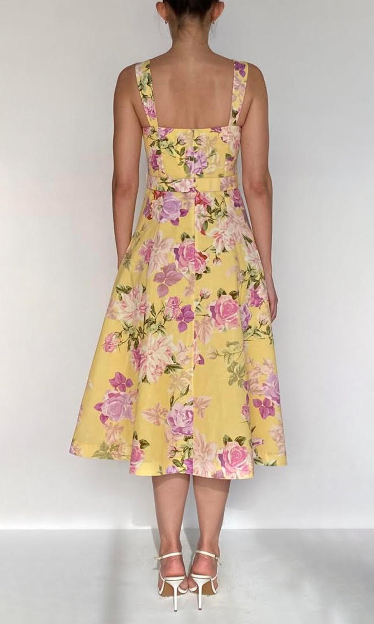 Womens | Ruba Linen Cotton Midi Dress With Tie Up Belt | Yellow