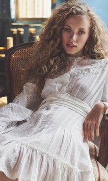 Womens | Ruby Cotton Gauze Short Dress With Tie Up Belt | Off White