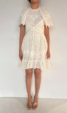 Womens | Ruby Cotton Schiffli Short Dress | White