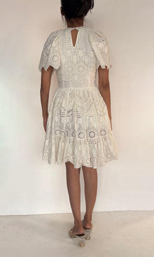 Womens | Ruby Cotton Schiffli Short Dress | White