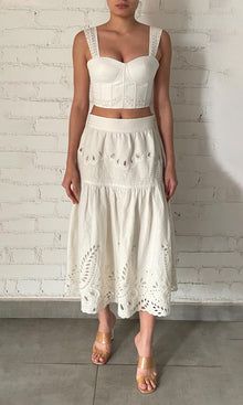 Womens | Runa Linen Cotton Midi Skirt | Off White