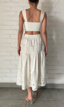 Womens | Runa Linen Cotton Midi Skirt | Off White