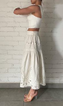 Womens | Runa Linen Cotton Midi Skirt | Off White