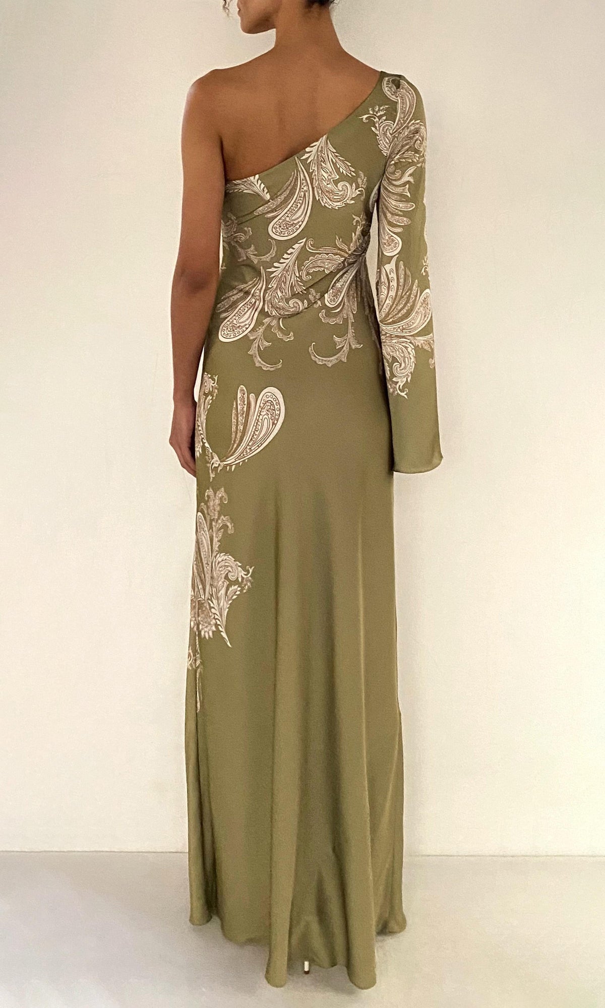 Womens | Sakhi Polyester Satin Lycra Long Dress | Olive