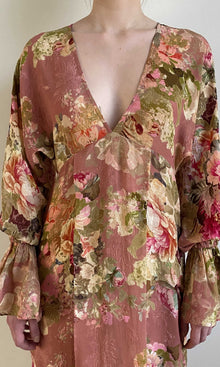 Womens | Sama Viscose Ggt Dobby Kaftan With Printed Slip | Peach Floral