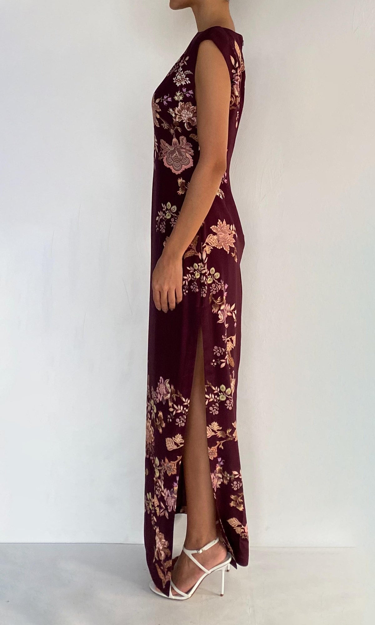 Womens | Savi Heavy Crepe Maxi Dress | Burgundy Floral
