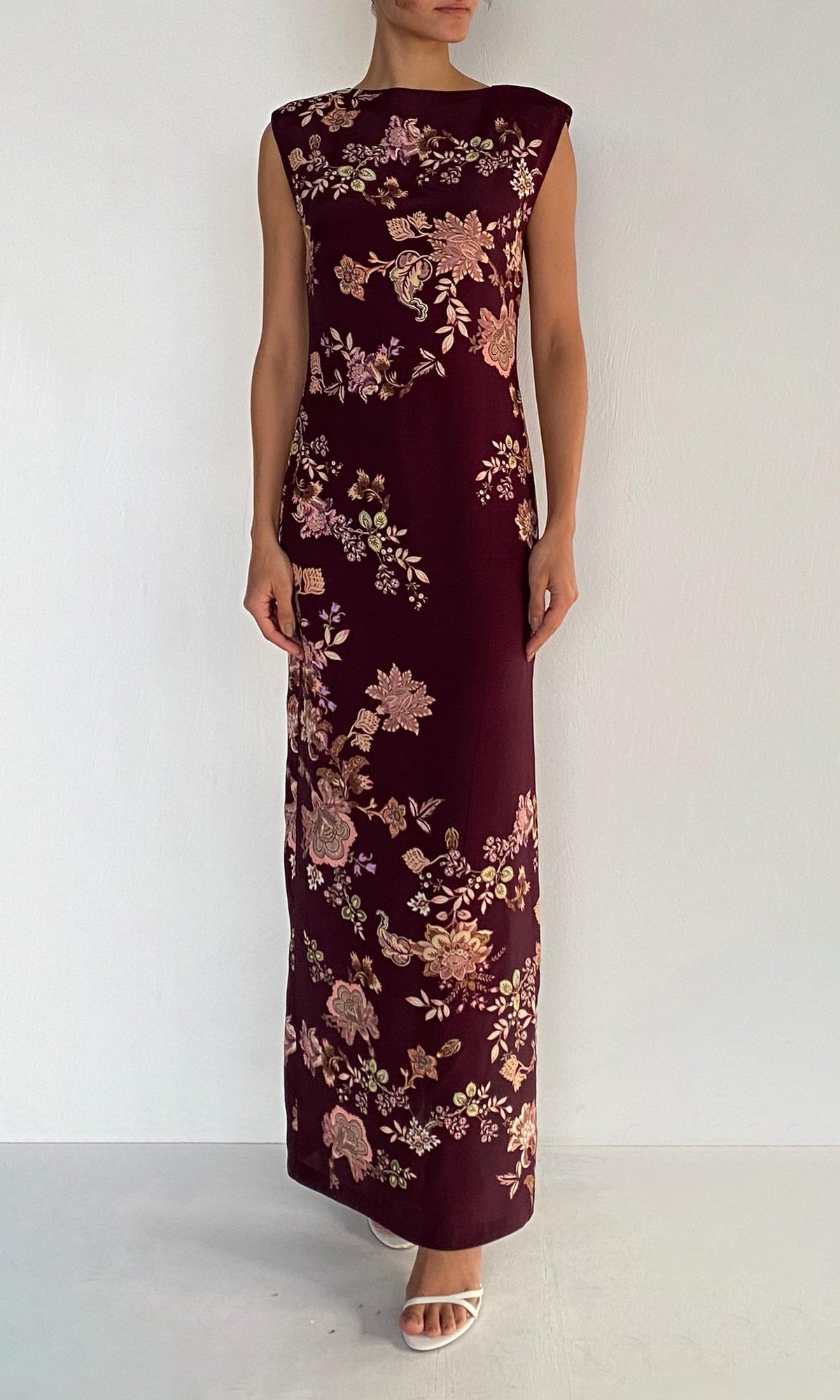 Womens | Savi Heavy Crepe Maxi Dress | Burgundy Floral