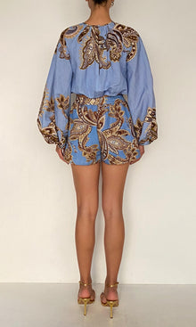 Womens | Saya Linen Cotton Shorts | Cornflour Blue