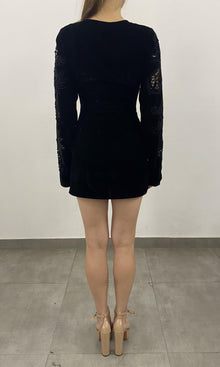 Womens | Sehr Polyester Crushed Velvet Short Dress - II | Black