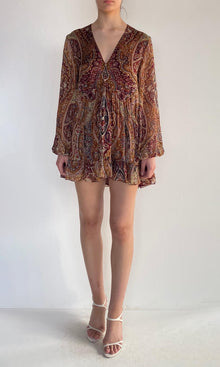 Womens | Shifa Viscose Flat Chiffon Mini Dress | Burgundy