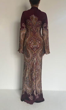 Womens | Shifa Viscose Satin Maxi Dress | Burgundy