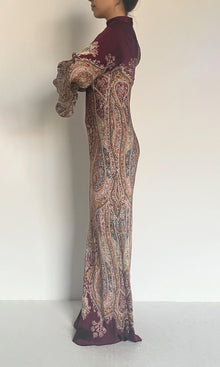 Womens | Shifa Viscose Satin Maxi Dress | Burgundy