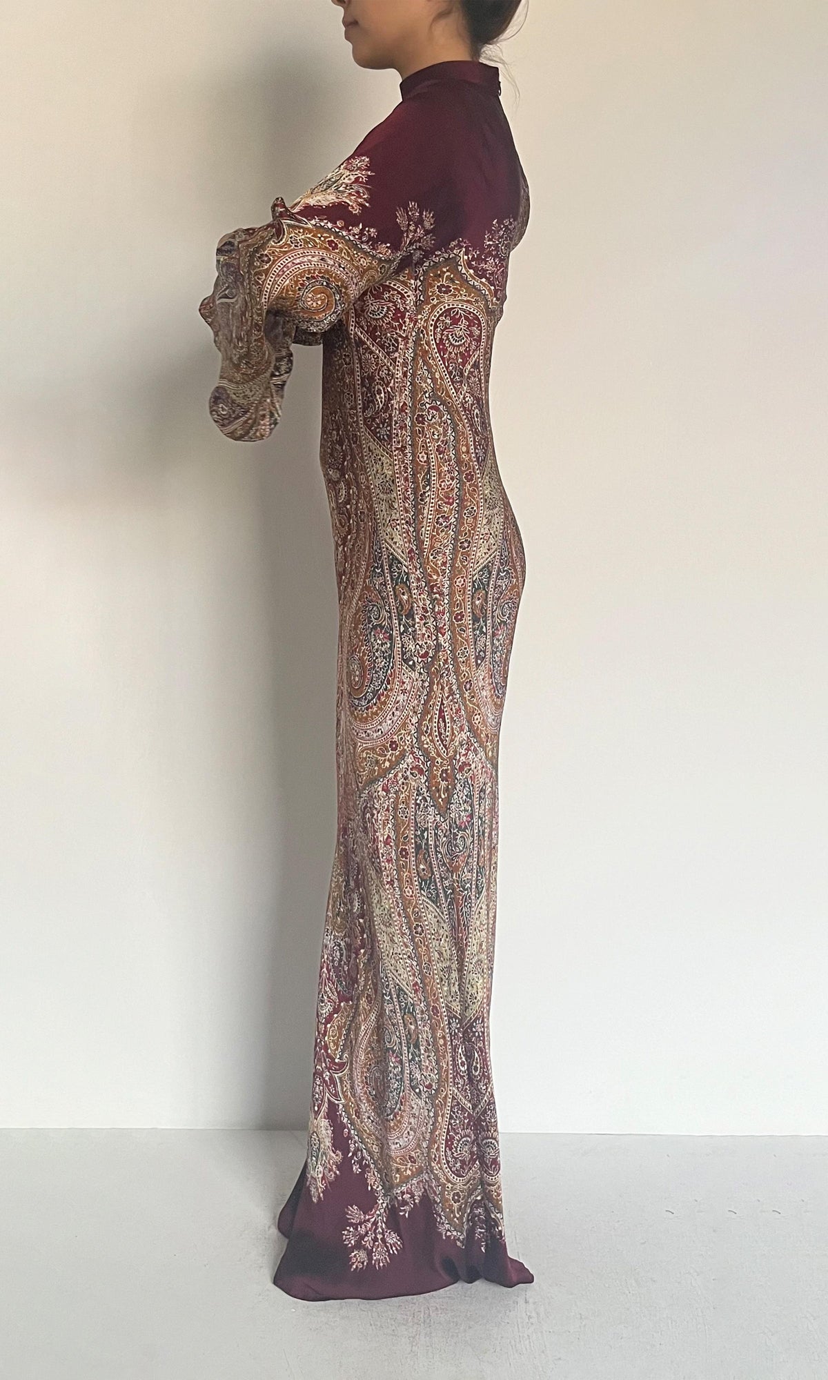 Womens | Shifa Viscose Satin Maxi Dress | Burgundy